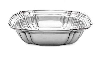 An American Silver Bowl, Gorham Mfg Co., Providence, RI, Circa 1935, shaped square with partly lobed sides and stepped rim, the