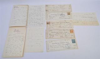 LOT OF 19TH C. CANCELED CHECKS - PD IN GOLD - CORRESPONDENCE