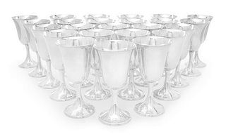 A Set of Twenty-Four American Silver Goblets, International Silver Co., Meriden, CT, Circa 1940, of tulip form with a flared rim