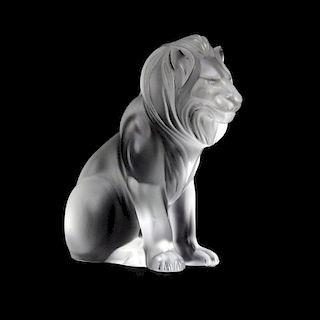 Lalique Crystal "Bamara" Lion Figure.