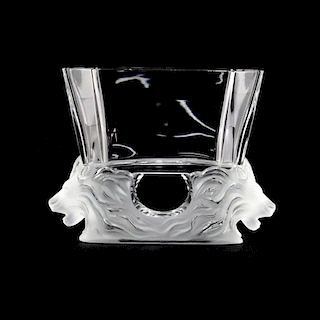 Lalique Crystal "Venise" Lion Vase.