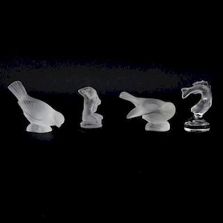 Collection of Four Vintage Lalique Crystal Figurines.