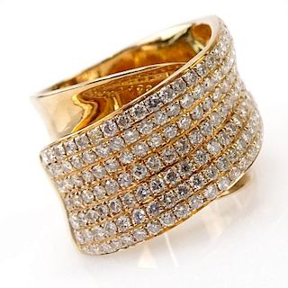 Modern Design 2.0 Carat Round Brilliant Cut Diamond and 18 Karat Rose Gold Crossover Ring.