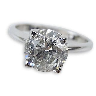 Approx. 3.0 Carat Round Brilliant Cut Diamond and 14 Karat White Gold Engagement Ring.