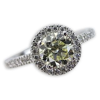 Approx. 1.56 Carat Round Brilliant Cut Diamond and 18 Karat White Gold Engagement Ring