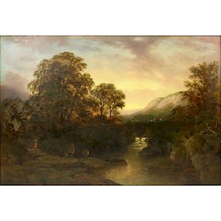 Alfred Fontville De Breanski Jr, British (1877-1957) Oil on canvas "Sunset In The Valley"