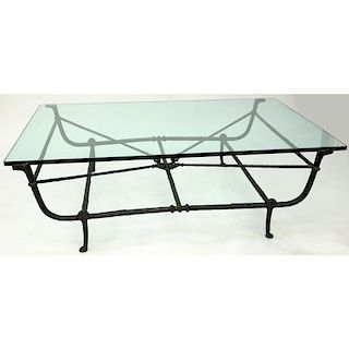 After: Diego Giacometti (1902-1985) Bronze Glass Top Coffee Table.