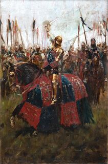 KING HENRY V  IN THE BATTLE OF AGINCOURT OIL PAINTING