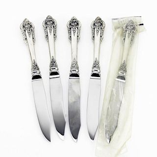Lot of Five (5) Wallace Grande Baroque Sterling Silver Fruit Knives.