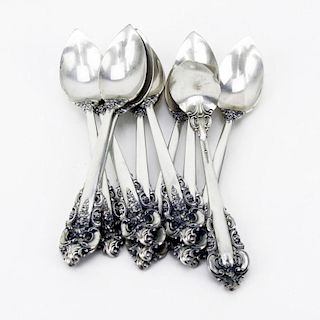 Lot of Ten (10) Wallace Grande Baroque Sterling Silver Fruit Spoons. Signed.