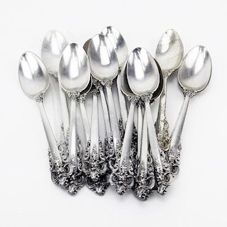 Lot of Fifteen (15) Wallace Grande Baroque Sterling Silver Teaspoons. Signed.