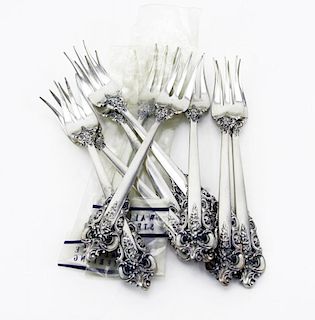 Lot of Ten (10) Wallace Grande Baroque Sterling Silver Cocktail/Seafood Forks.