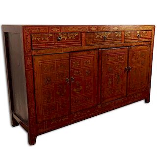 Mid Century Chinese Hand Painted Side Board.