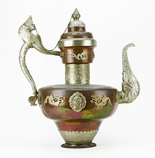 Large Vintage Tibetan Brass and Copper Dragon Tea Pot.