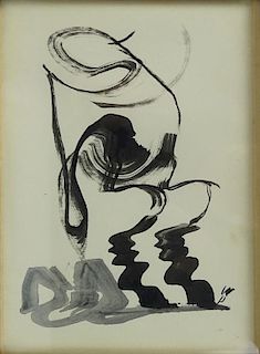 Wolfgang Paalen, Austrian/Mexican (1907-1959) Ink on Paper "Composition" Signed Lower Right WP.