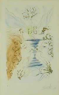 Salvador Dalí, Spanish (1904-1989) Color Etching, "Let him Kiss me, Song of Songs of Solomon's".