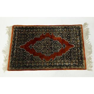 Semi Antique Multi Colored Oriental Silk Rug.