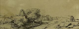 19th Century Etching "Landscape with Cottage"