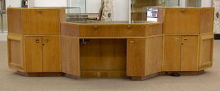 Vintage Three Part Oak and Glass Locking and Lighted Display Cabinet/Showcase with Storage.