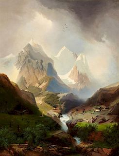 Alpine Cascade by Hermann Herzog