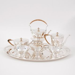 Durgin Arts & Crafts Hammered Sterling Coffee and Tea Service