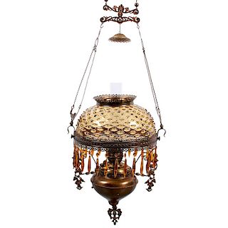 Amber Hobnail Hanging Lamp