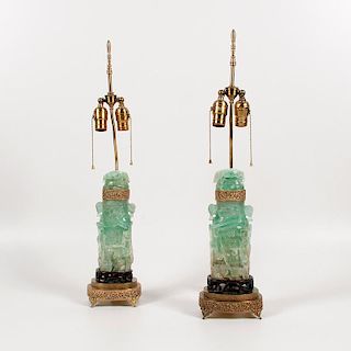 Asian Carved Hardstone Lamps