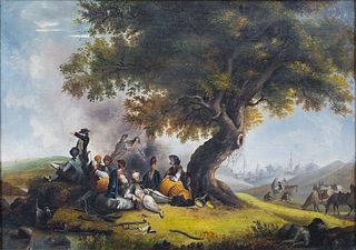 NOBLES PICNIC AT CONSTANTINOPLE OIL PAINTING