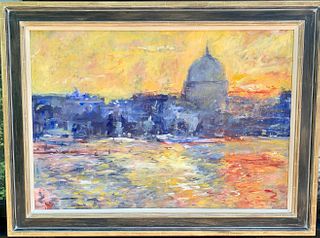 VIEW OF ST.PAULS CATHEDRAL OIL PAINTING