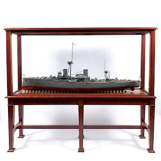 Cased Model of the Battleship H.M.S. Dreadnought by Otto J. Kirchner