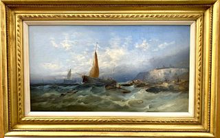 FISHING VESSELS IN THE ENGLISH CHANNEL OIL PAINTING