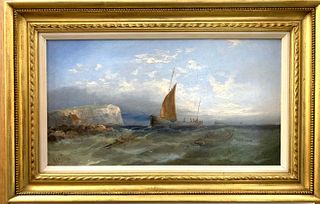 FISHING VESSELS IN THE ENGLISH CHANNEL OIL PAINTING