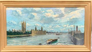 VIEW OF THE THE THAMES RIVER OIL PAINTING