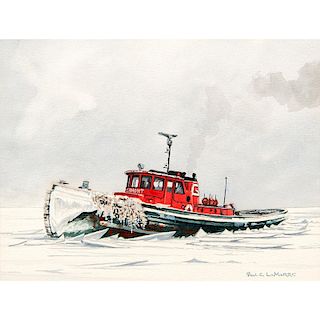 Winter Tugboat Watercolors
