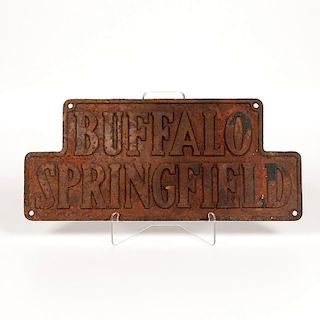 Buffalo Springfield Roller Co. Cast Iron Plaque