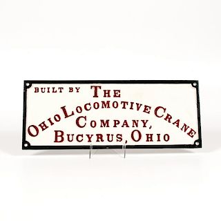 Ohio Locomotive Crane Company Builders Plate
