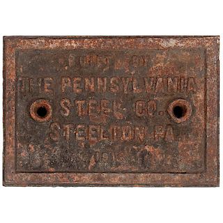 Pennsylvania Steel Co. Builder's Plate