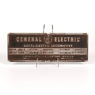 General Electric Locomotive Builders Plate