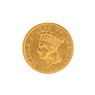 A United States 1857 Indian Princess $3 Gold Coin