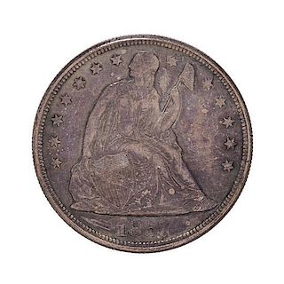 A United States 1857 No Motto Seated Liberty Silver Dollar