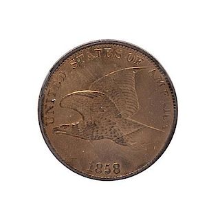 A United States 1858 Large LetterFlying Eagle One Cent Coin