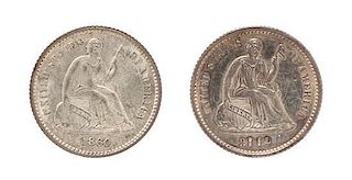 Two United States Seated Liberty Half Dimes