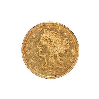 A United States 1861 Liberty Head $5 Gold Coin