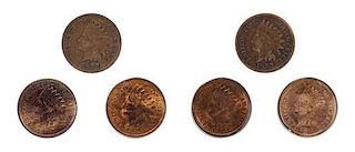 A Group of Six United States Indian Head Cents