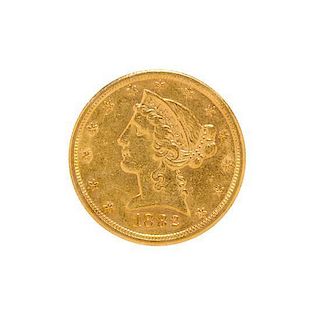 A United States 1882-S Liberty Head $5 Gold Coin