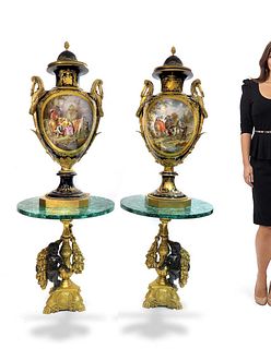 Near Identical Pair of Palatial French Sevres Vases