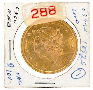 A United States 1892-S Liberty Head $20 Gold Coin