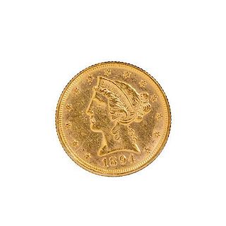 A United States 1894 Liberty Head $5 Gold Coin