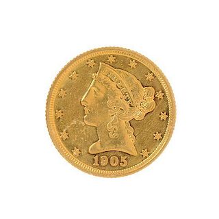 A United States Liberty Head $5 Gold Coin