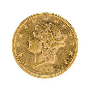 A United States 1906-S Liberty Head $20 Gold Coin